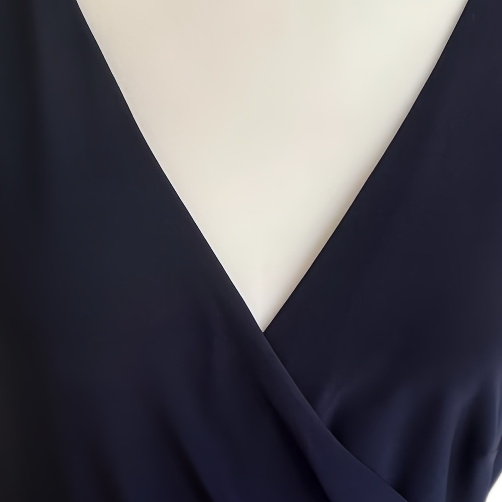 Lauren Ralph Lauren Navy Faux Wrap Ruffle Jersey Dress 14 NW #58 - Picture 7 of 11
